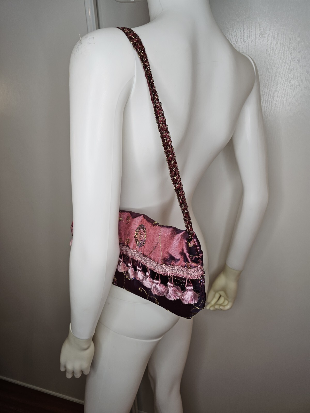 Beautiful Handmade Shoulder Bag Purse With Sequin and Tassels Y2k Retro Look