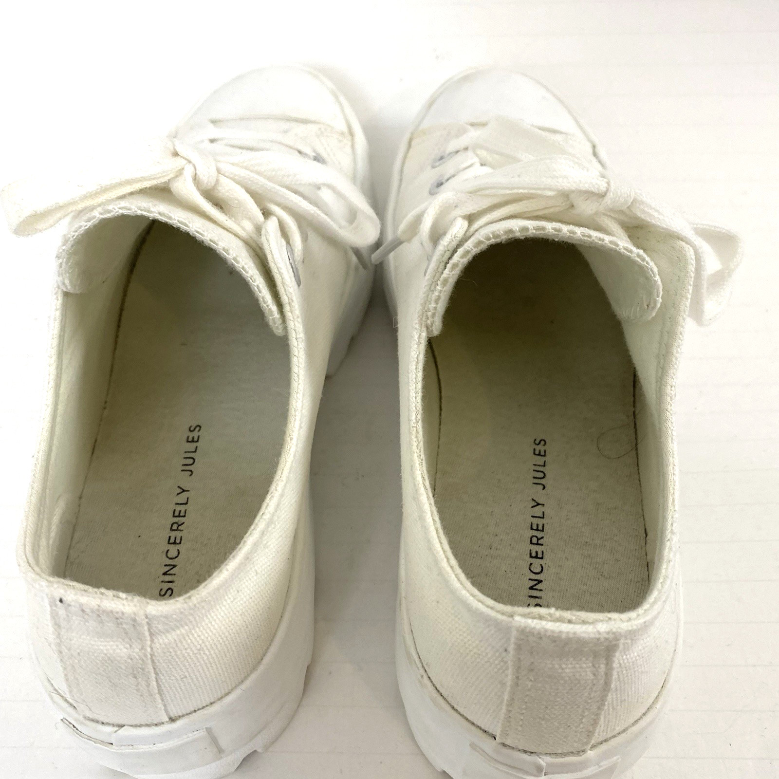 Sincerely Jules Womens Vasco Chunky Platform Sneakers 7 1/2 White Lug Sole Laces