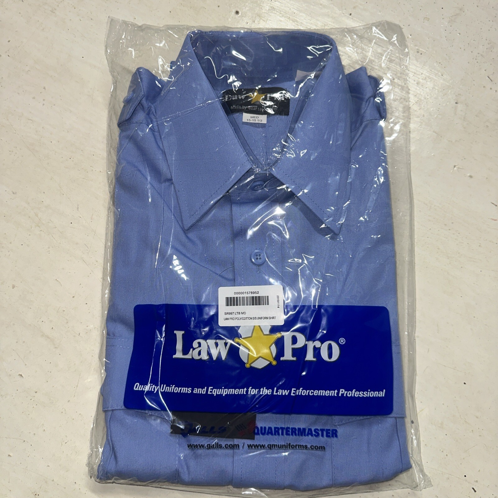 LawPro Poly Cotton Short Sleeve Premium Shirt, SR997, Light Blue, Med, 15-15 1/2