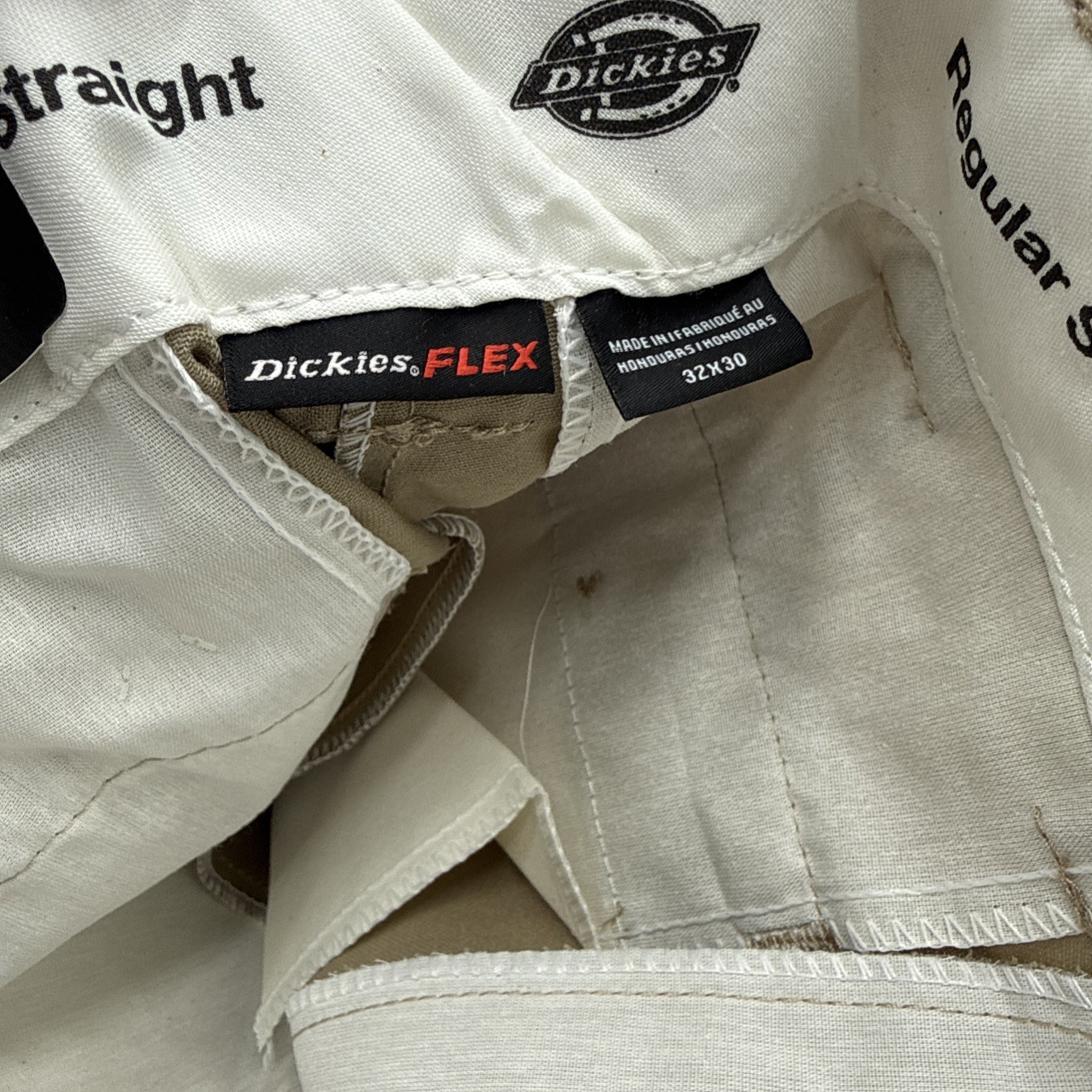 Dickies Cargo Work Pants 32 X 30 Regular Fit Flex Straight Leg Khaki Uniform