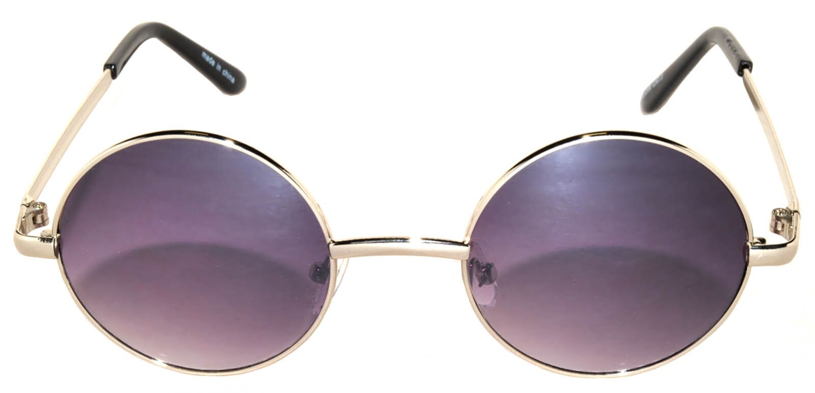 METAL ROUND SUNGLASSES GREY LENS 43 MM SILVER FRAME ONE PAIR
