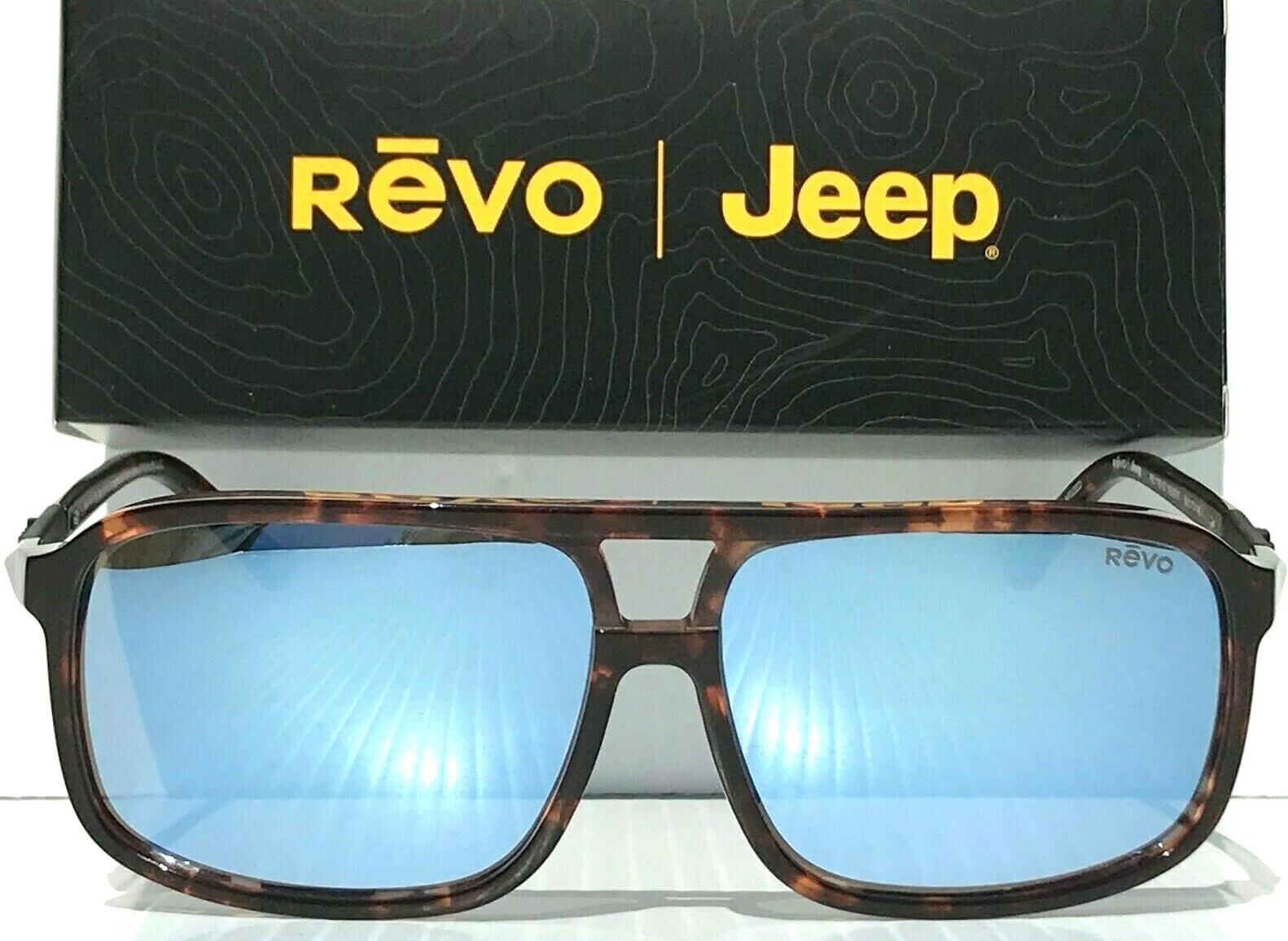 JEEP® DESERT Tortoise polished 60mm Pilot POLARIZED Blue Water Sunglass 1165 02