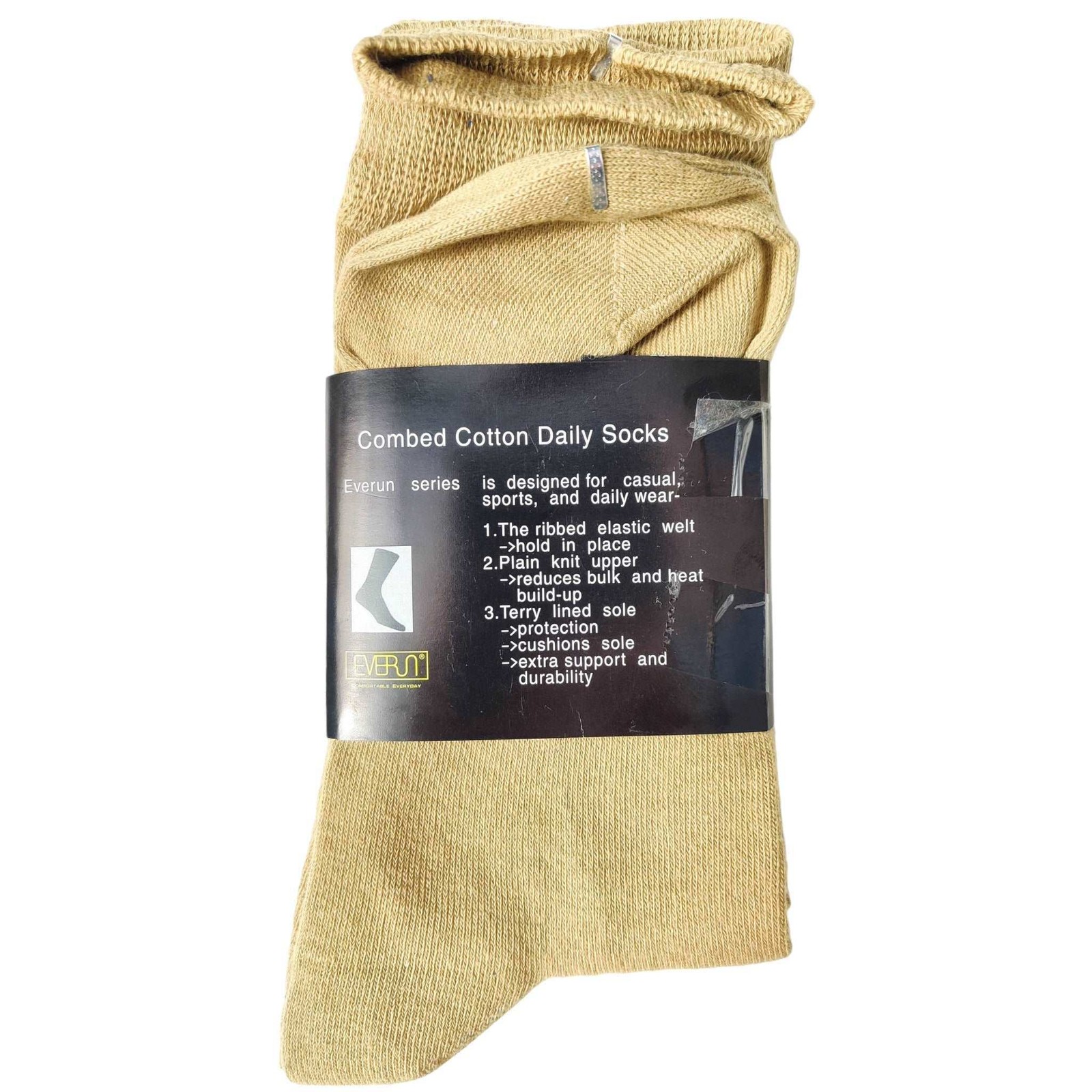 3Prs No Seam Pure Cotton Crew Socks Solid Quality Work Office School Casual