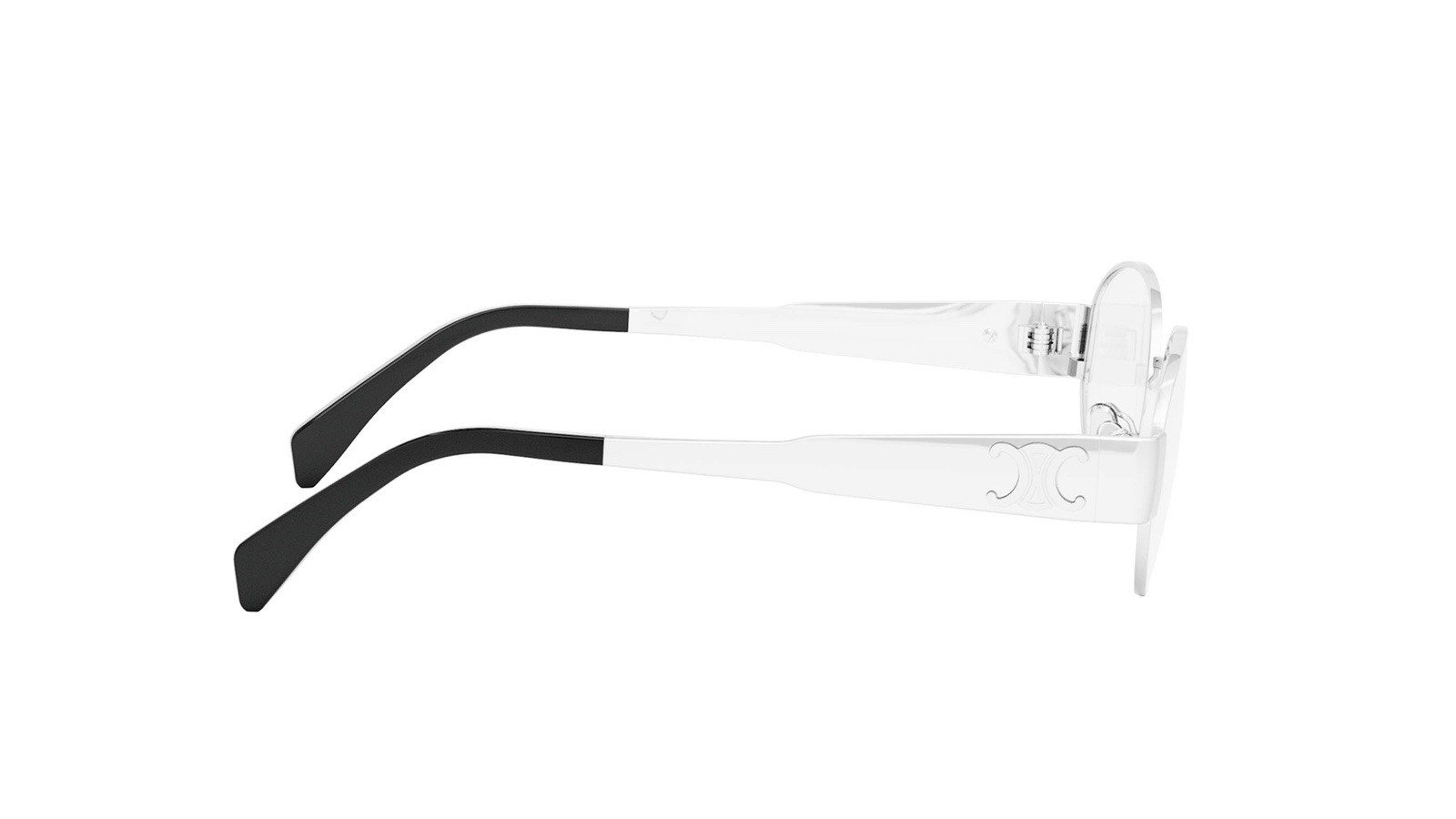 Celine CL50140U 016 Triomphe Metal Oval Silver Black Eyeglasses Clear AUTHENTIC