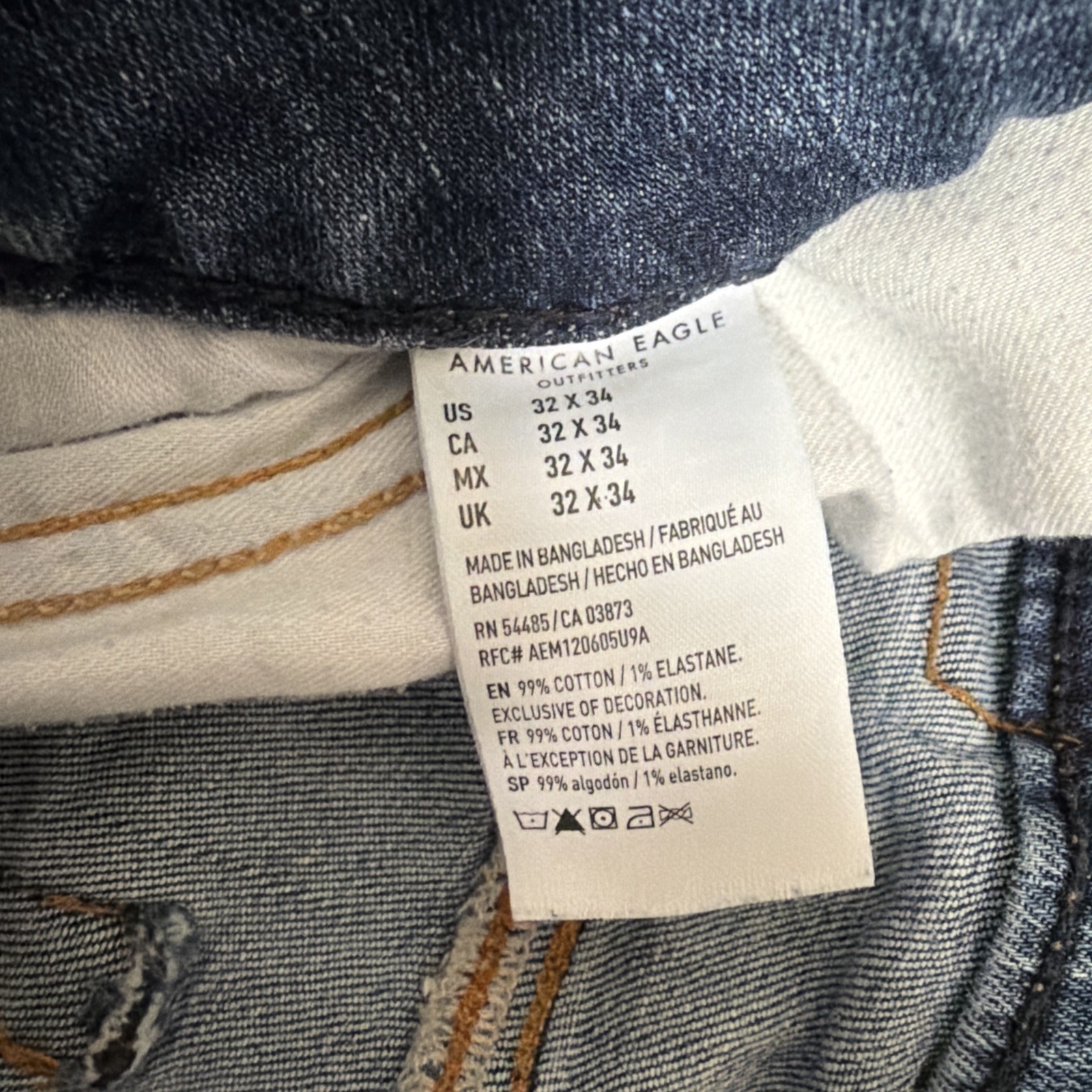 American Eagle Men’s Original Bootcut 32×34 Blue Stretch Jeans Distressed