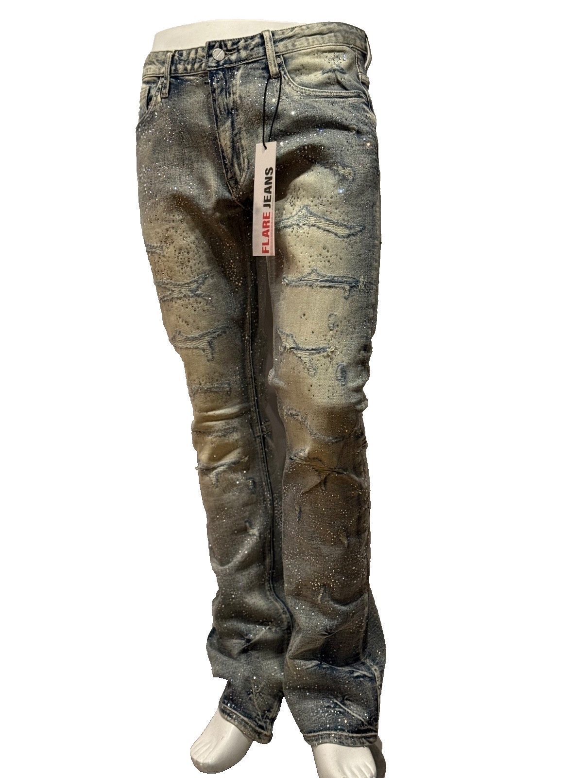 FRD4101 FIRST ROW PREMIUM RIPPED Skinny Stacked FIT SKINNY DENIM W/STONE