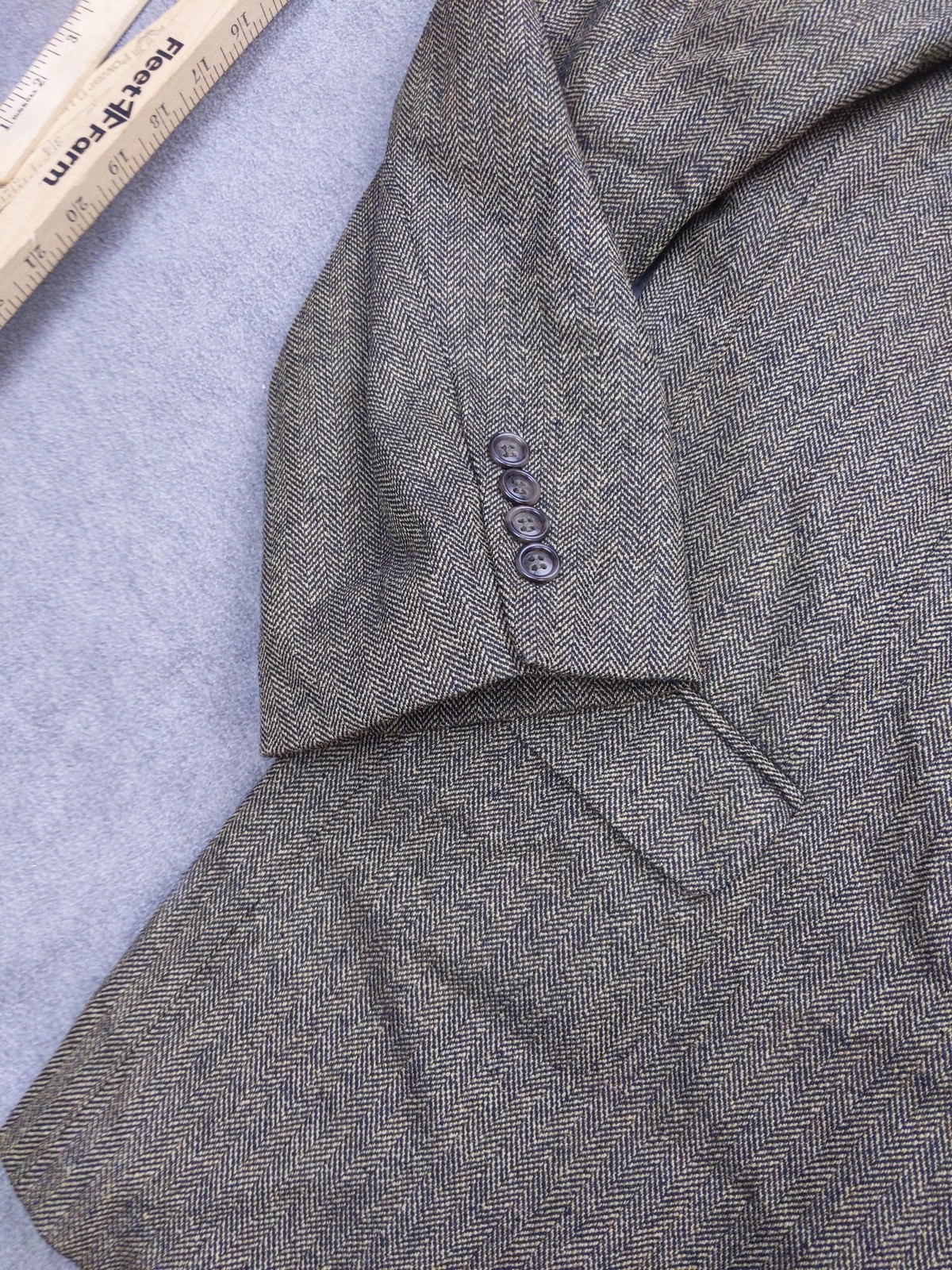 Tailors Row By Deansgate Blazer Mens 48 Brown Silk Wool Herringbone Sport Coat