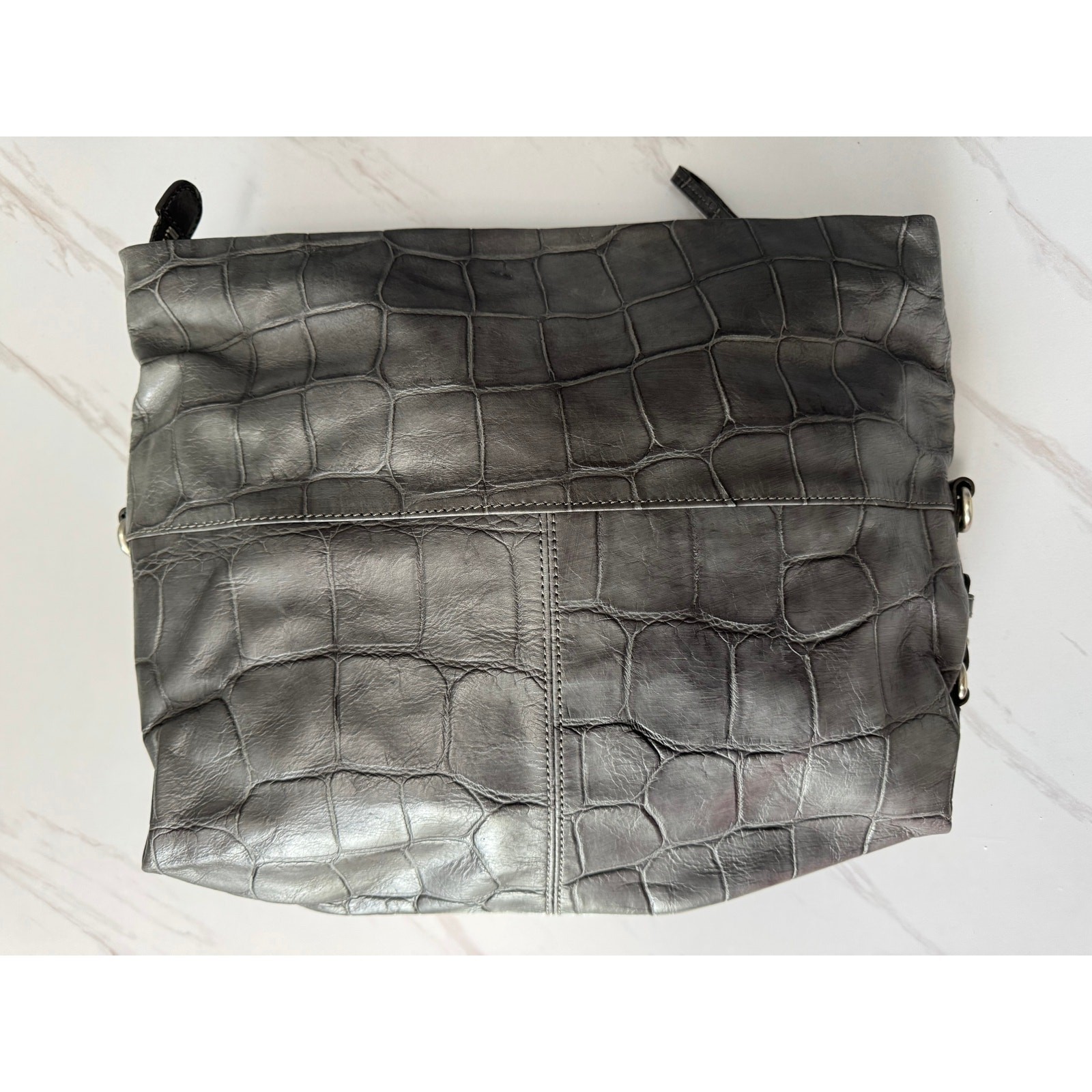 NWT VTG Y2K Club Monaco Grey Crocodile Embossed Clutch