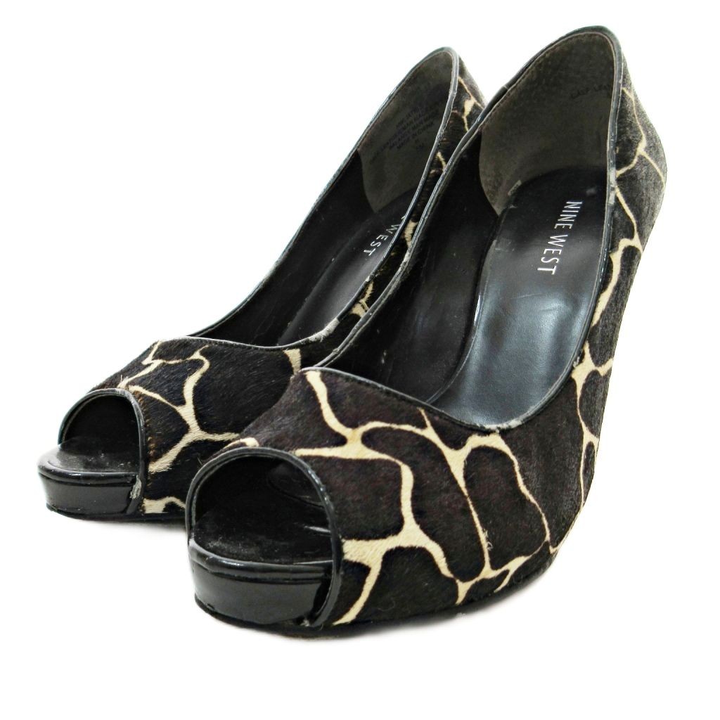 NINE WEST Giraffe Pattern Leather Pumps Brown 5/22cm (8.66in) B Condition