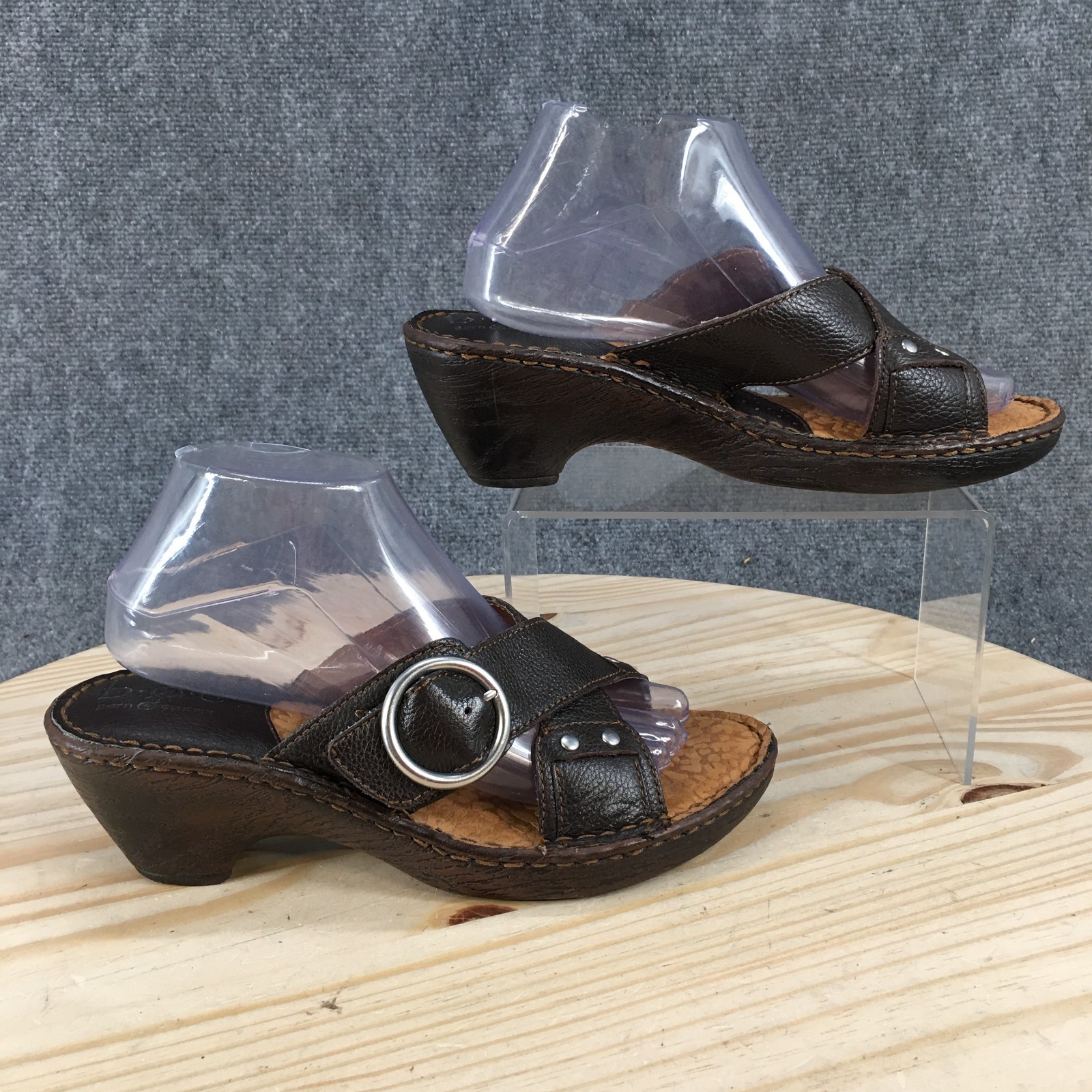 BOC Born Concepts Sandals Womens 9 M Slide Brown Slip On Wedge Heels BC6670
