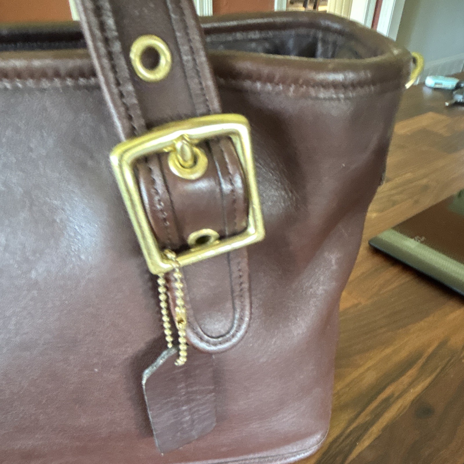 Vintage Coach Legacy Brown Bag Zip Top Double Handle Gold Buckle 9063 (NO STRAP)