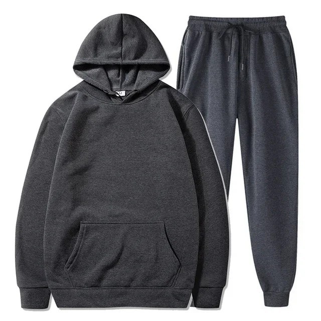 Men Fleece Jogger Set Tracksuit Casual Sportswear Unisex Hoodie Pants Ensemble