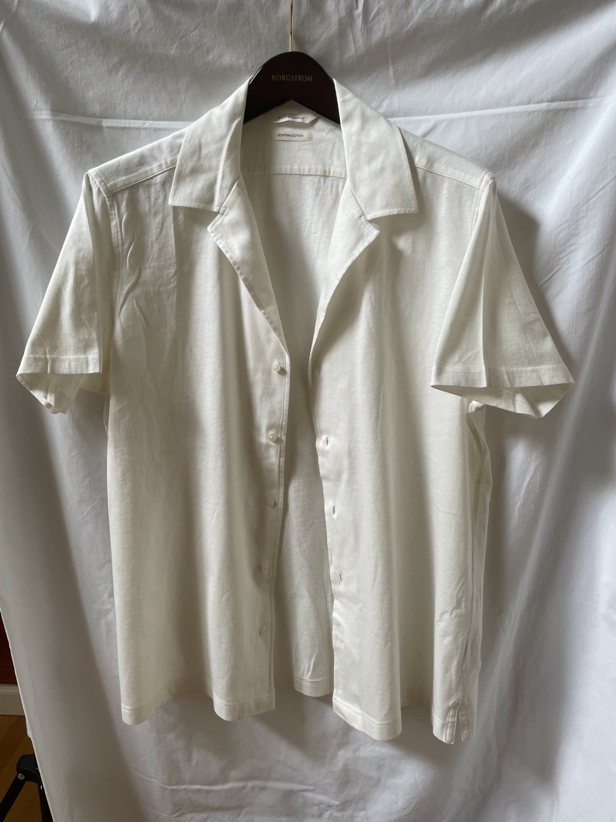 Suitsupply White/Cream Egyptian Cotton Cuban Collar Short Sleeve Shirt Men’s M