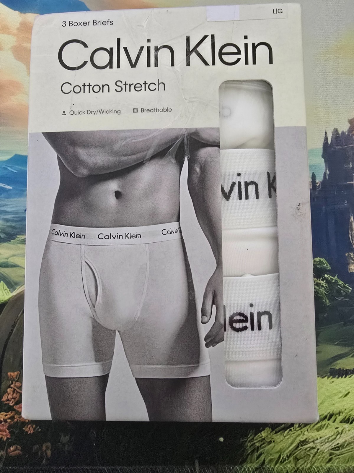 Calvin Klein Men’s Cotton Stretch Boxer Brief 3 Pack White Large
