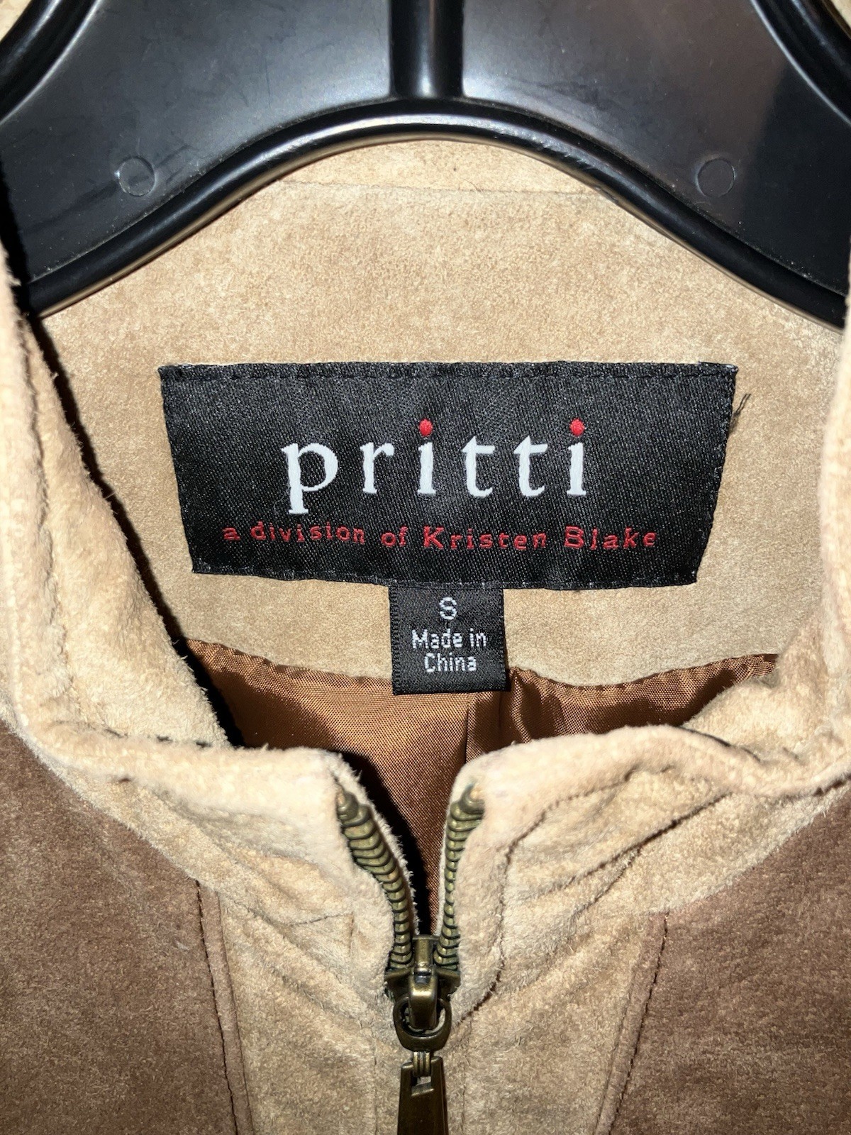 Pritti women’s Brown Leather Jacket Zipper Size S Excellent Condition