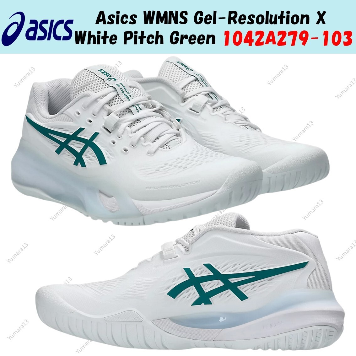 Asics WMNS Gel-Resolution X White Pitch Green 1042A279-103 Women’s Size
