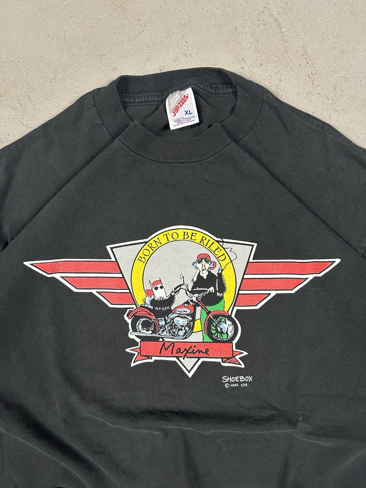 Vintage 90s Maxine Comics Cartoon Biker Motorcycle Grunge Retro Tee T-Shirt XL