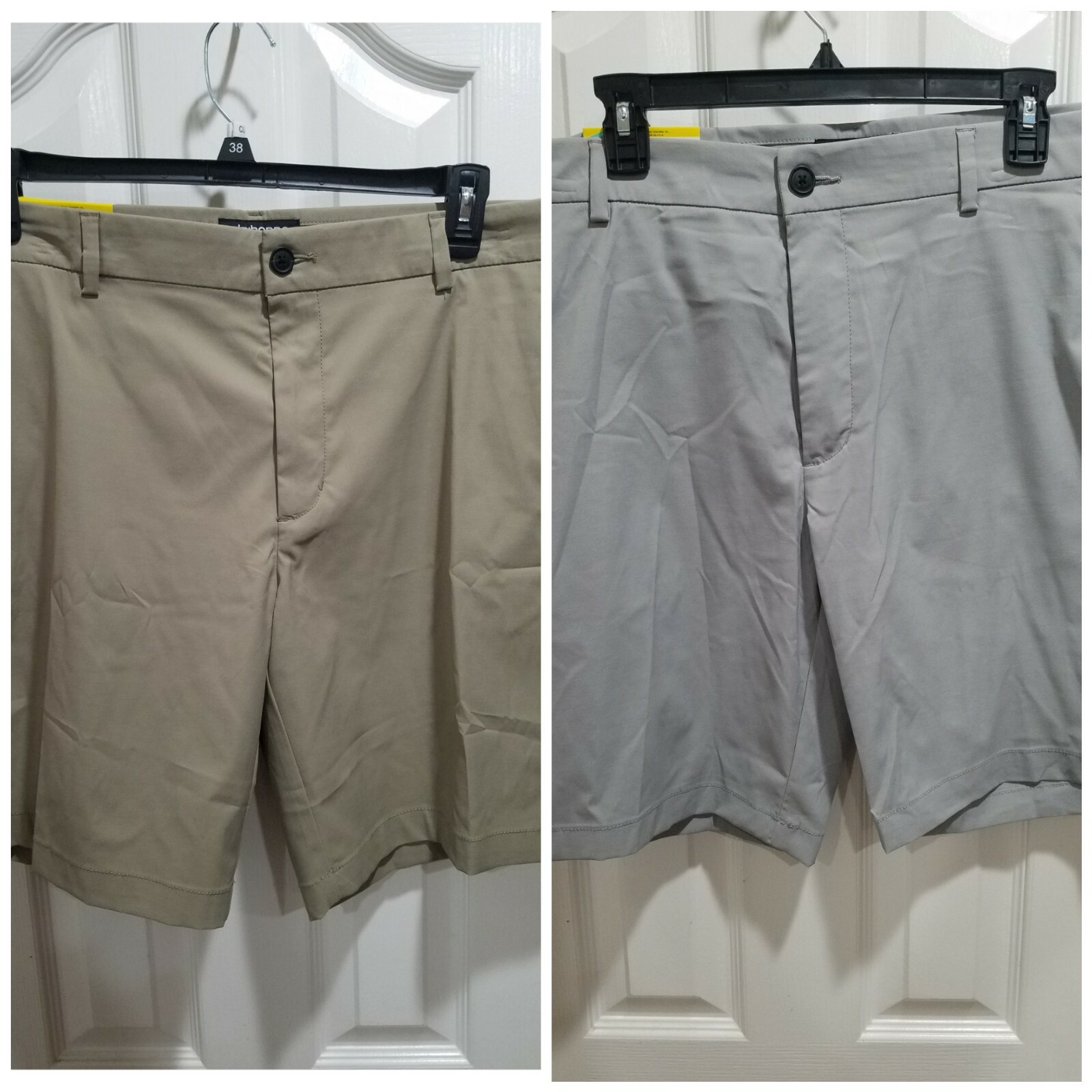 Claiborne Men’s Classic Fit Dry Cool Stretch Tan/Gray Shorts flat 30 32 34 36 38