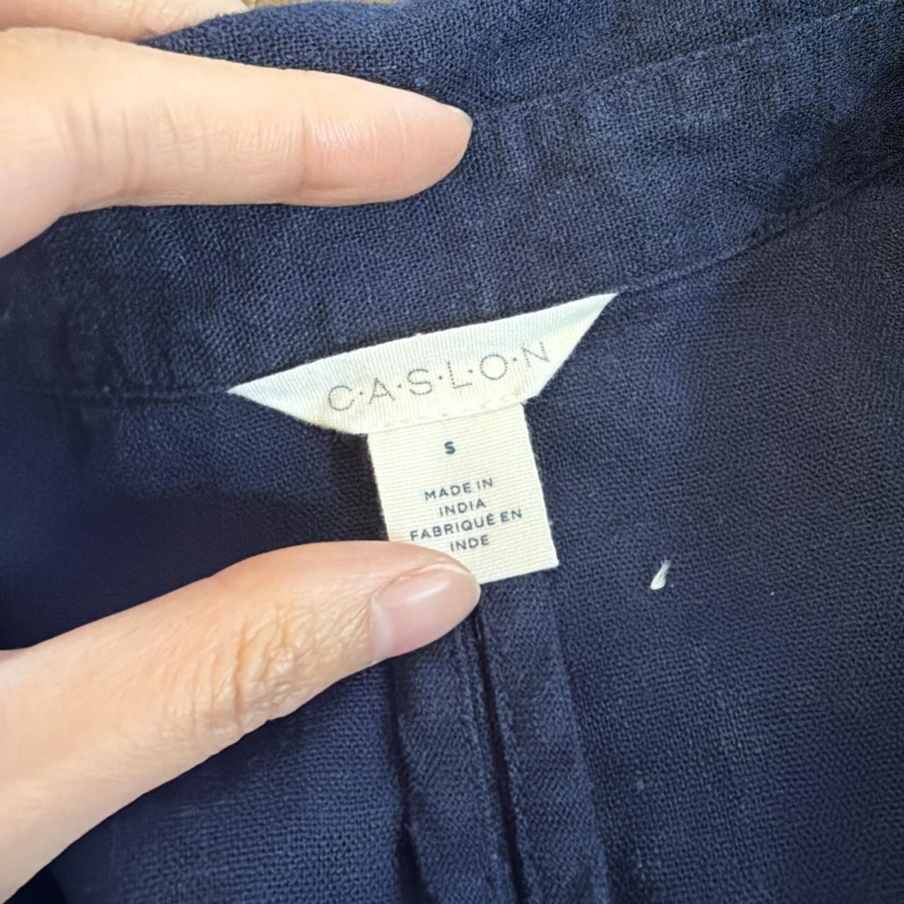 Caslon Navy Linen Blend Blazer Women Size S Lightweight
