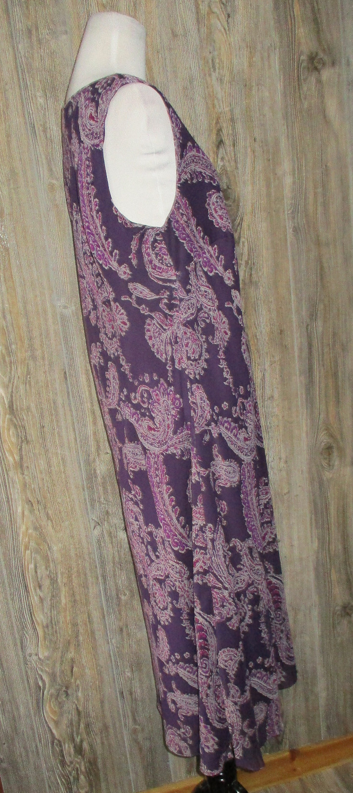 Studio I Womens Plus Sz 14W Sleeveless Maxi Purple Paisley Dress Fairy Grunge