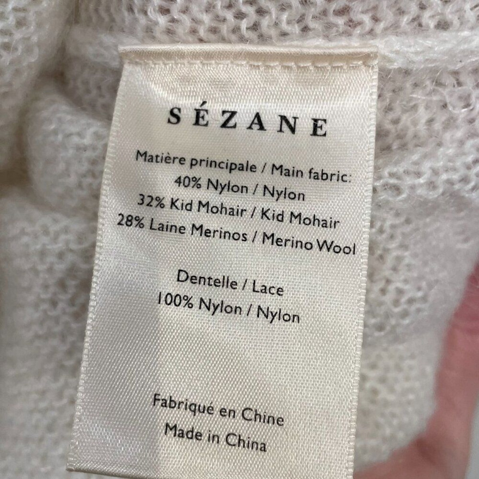 EUC Sezane Timothee Mohair Wool Embroidered Sweater Ecru NO SIZE TAG S fit
