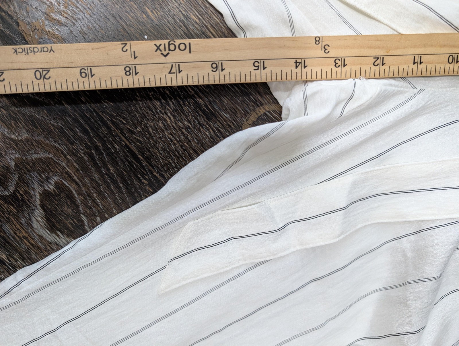 VINCE Pants Womens L White Wide-Leg Crepe Striped Pull On Belted Pockets