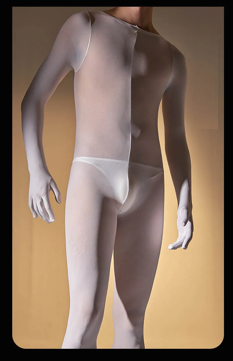 120D Nylon Velvet Fingers Bodystocking Penis Sheath Bodysuit Catsuit Tights