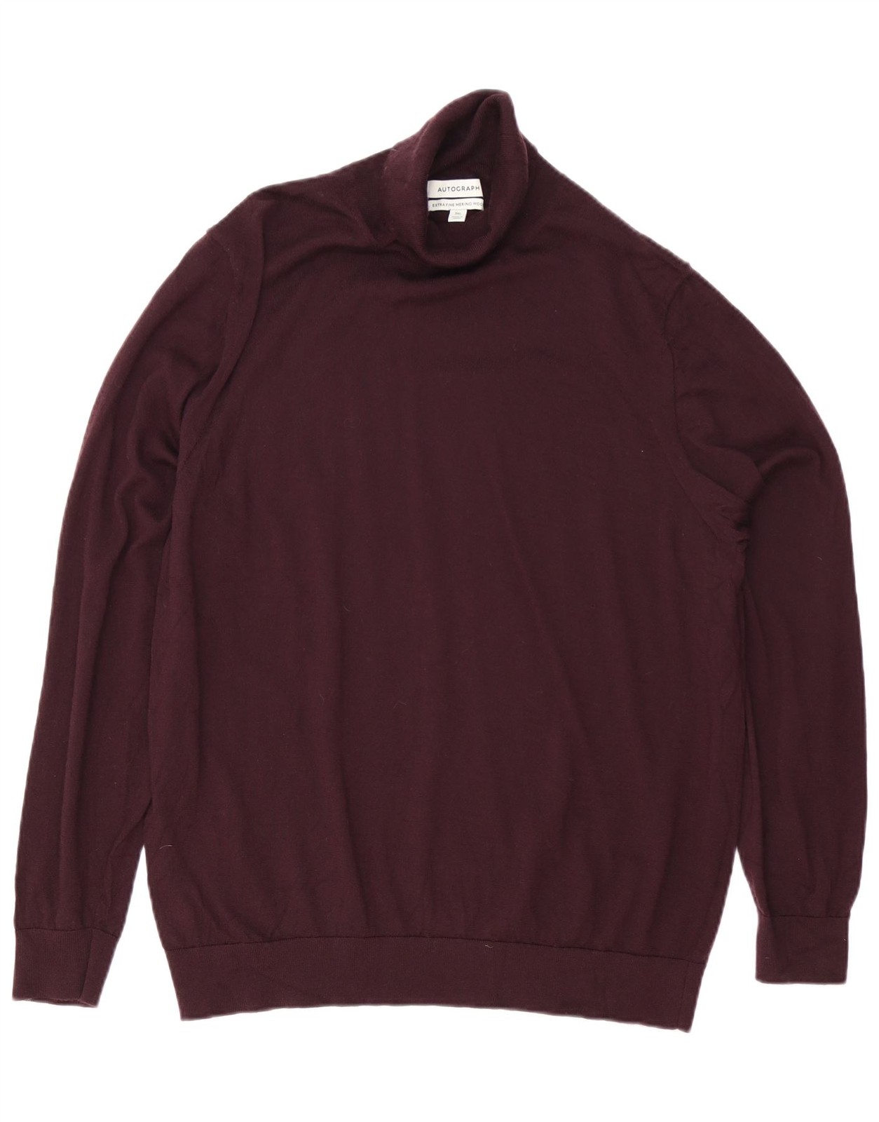 Marks & Spencer Mens Autograph Roll Neck Jumper Sweater 3XL Burgundy CZ12