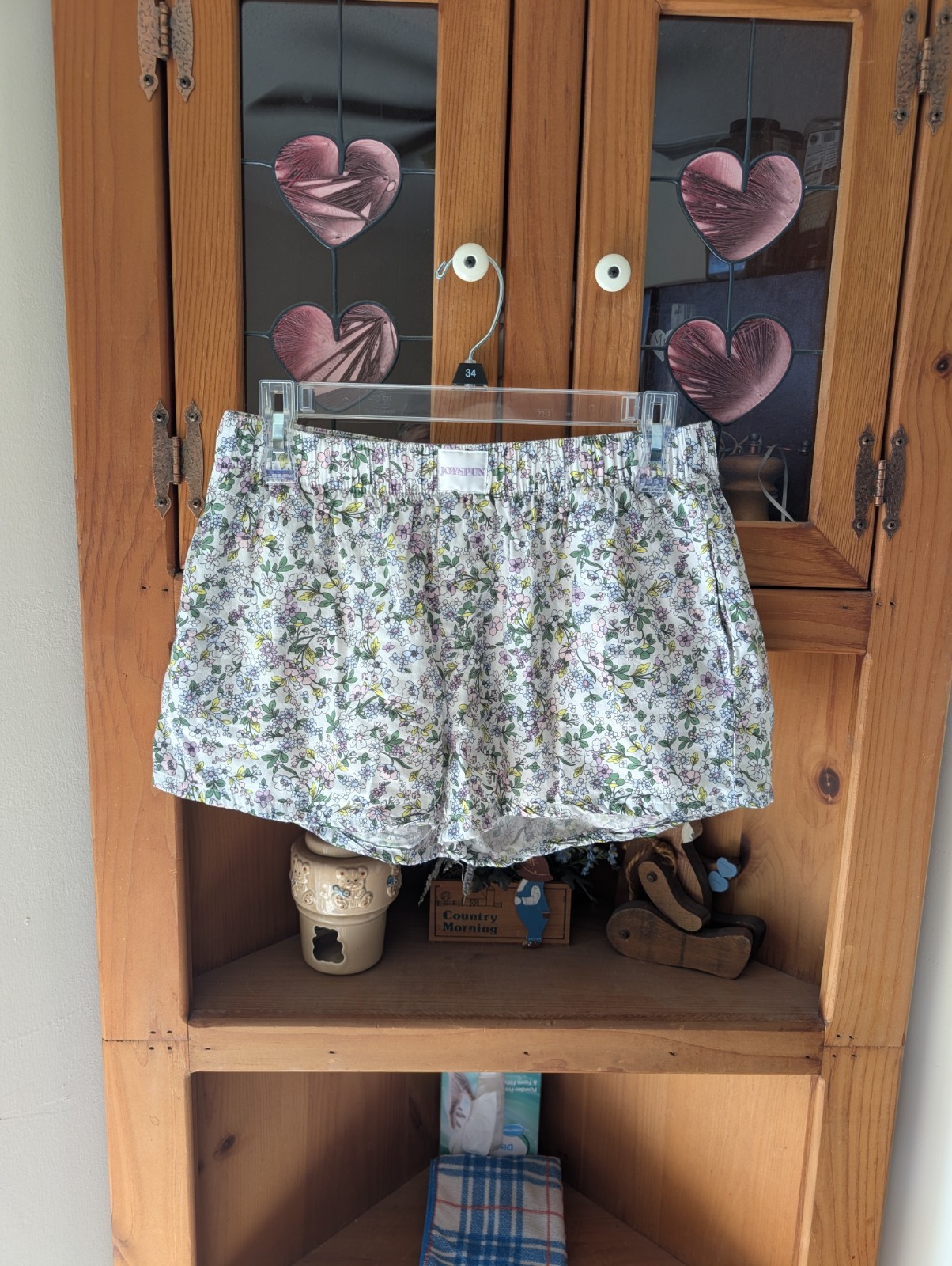 Women’s Size Small Floral Themed Boxer Sleep Shorts With Pockets