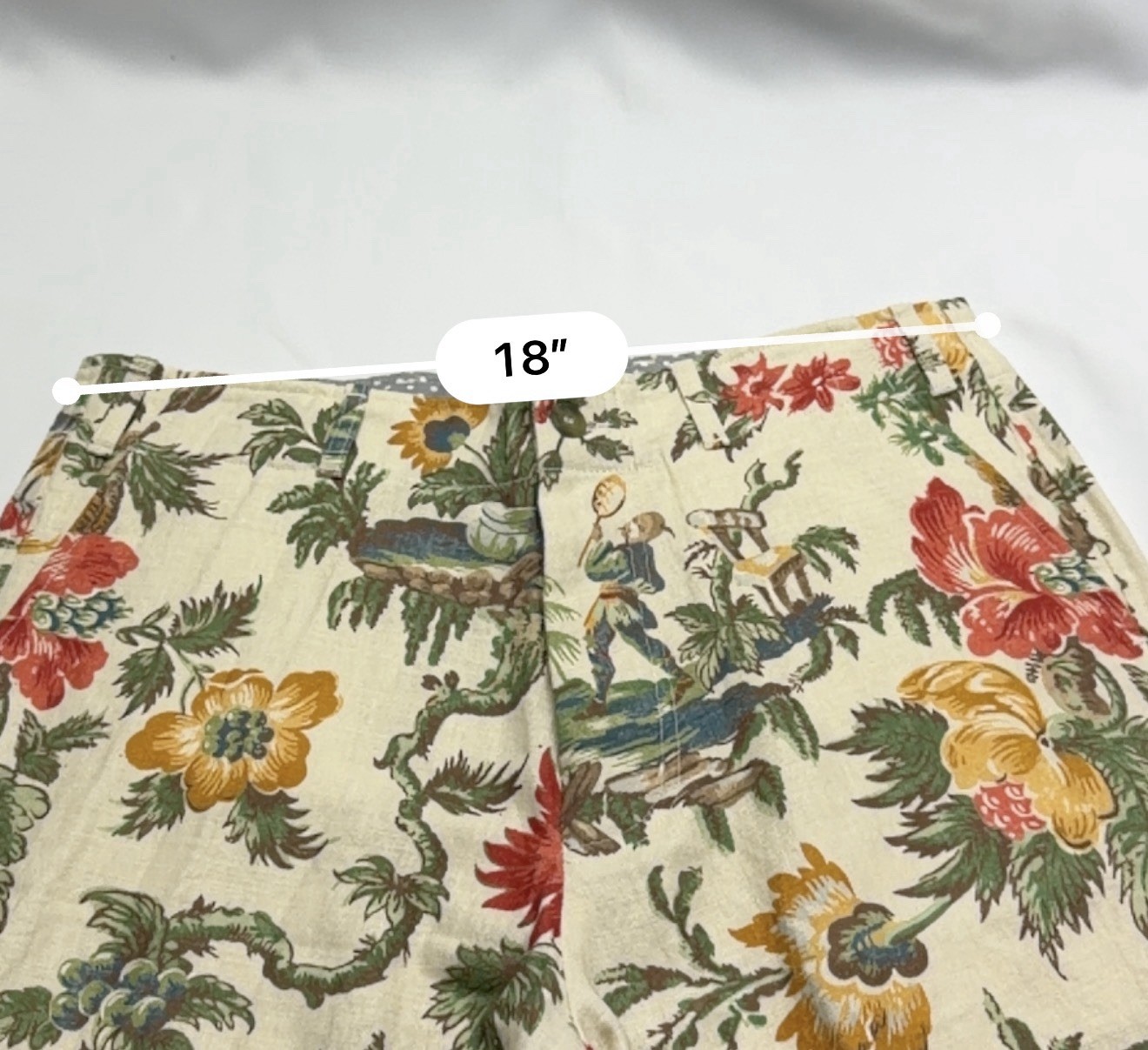 Old Bull Lee Linen Shorts Men’s 36 Floral Hawaiian Print Linen Blend Casual