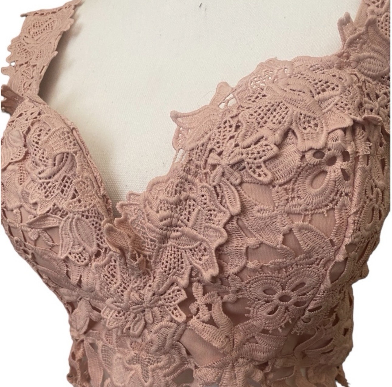 Fashion Nova | NEW “Sunshine Love Top” size XL Dusty Pink crochet crop top