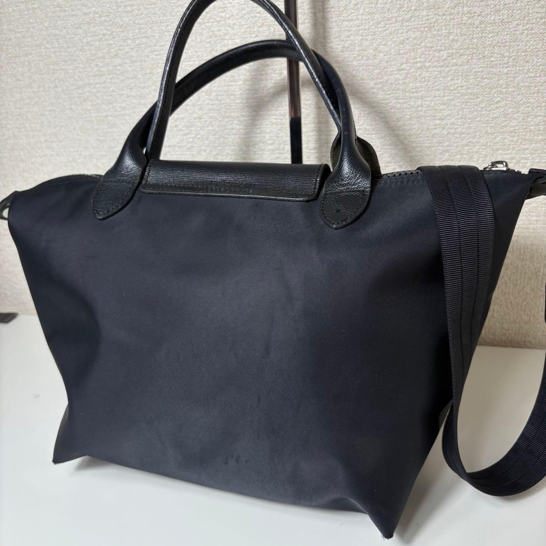 LONGCHAMP Le Pliage Black 2-Way Bag Nylon Leather