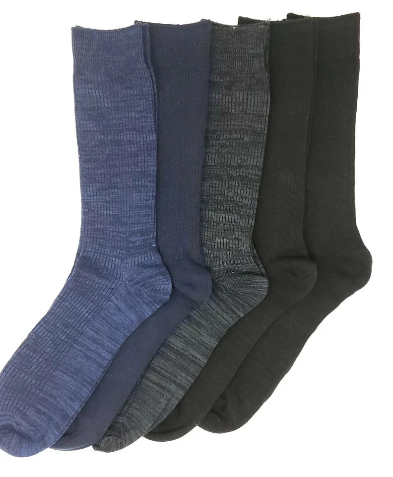 Insane Deal – 5 Pairs – Perry Ellis Men’s SOFT Crew Dress Socks Blue / Black