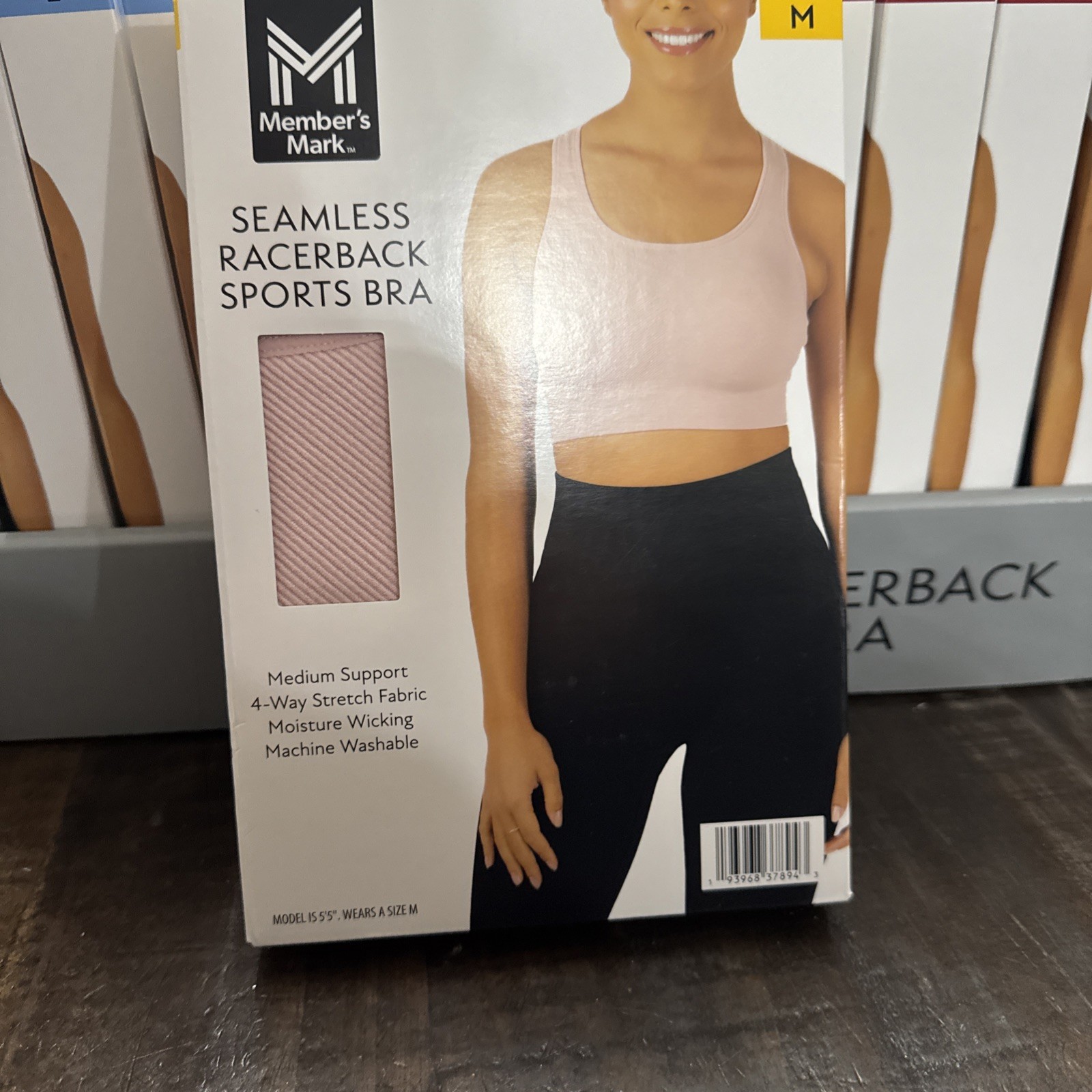 Member’s Mark Women’s Seamless Racerback Medium Pink Support Sports Bra New