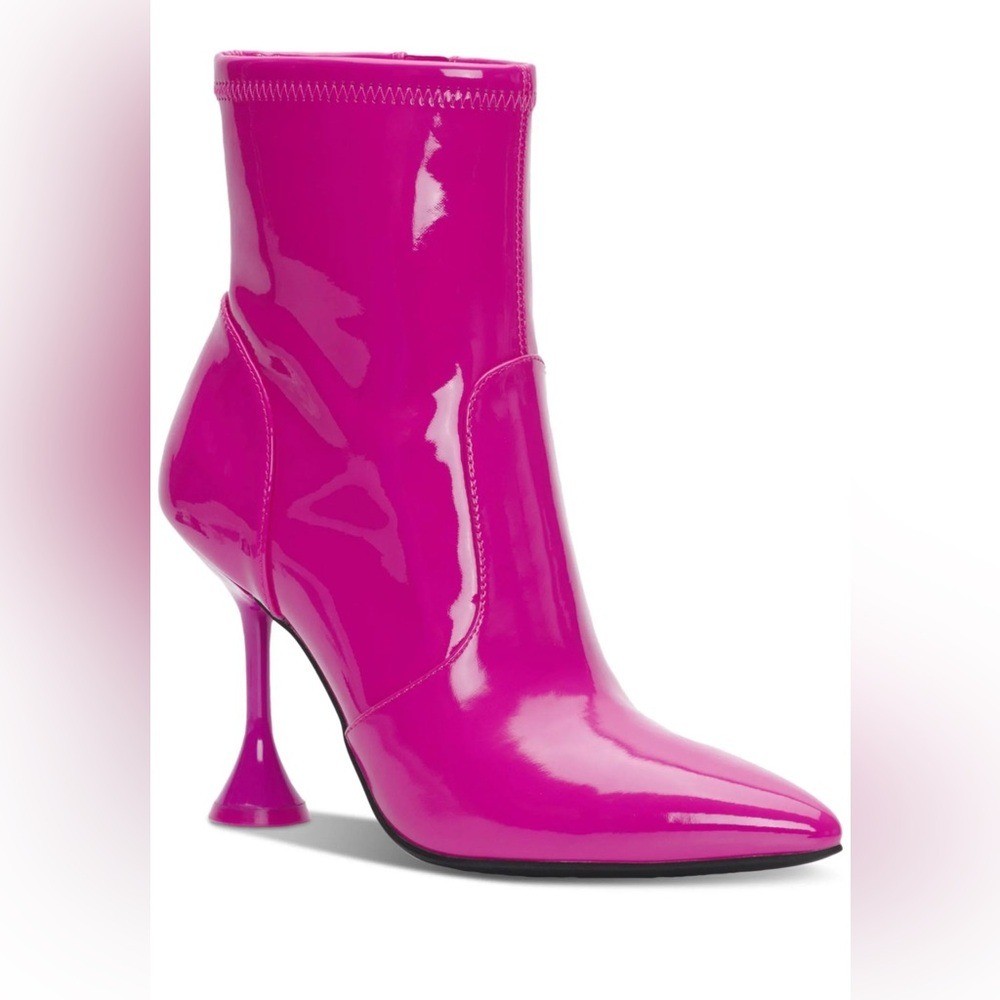 New INC Hot Pink Patent Ankle Heeled Boots 6.5 Barbiecore Y2K Bratz Festival