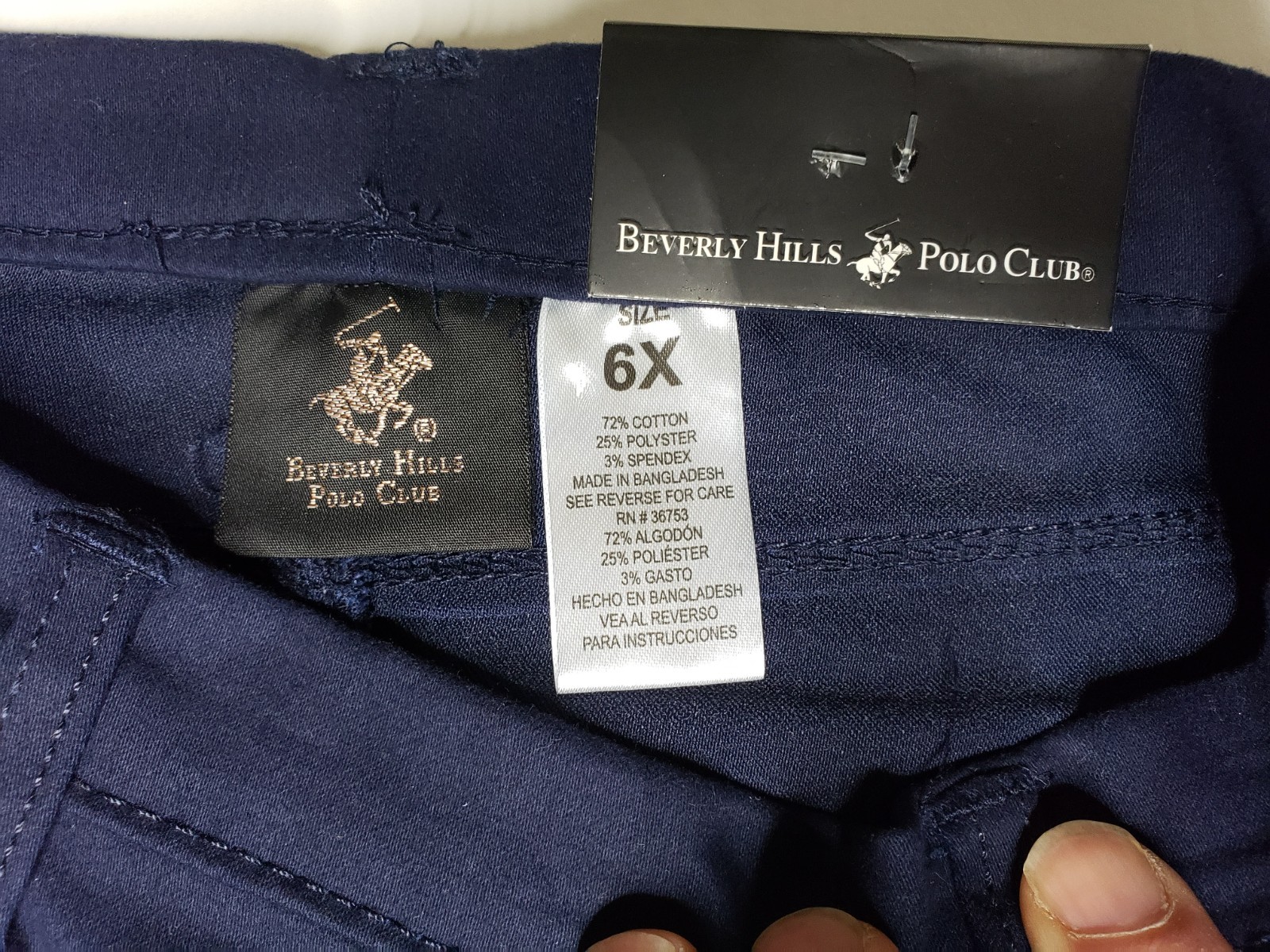 Size 6X – Boys or Girls School Uniform Stretch Long Pants – Navy Blue