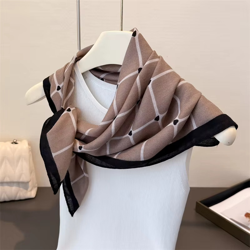 Women’s Square Scarf Cotton Linen Feel Bandana Hair Headband Neckerchief Neck Wr