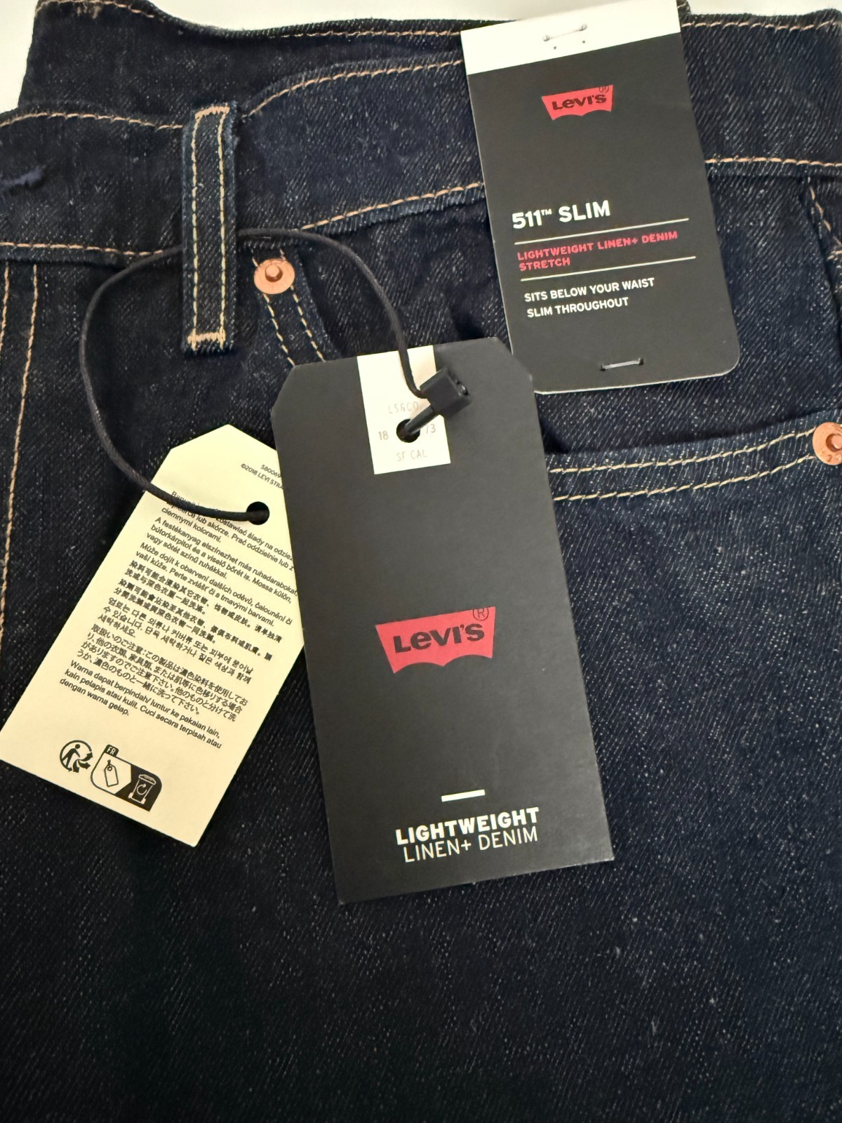 Levi’s® Premium 511™ Slim Fit Linen+ Denim Men’s Jeans, Still Got Time-Dark Wash