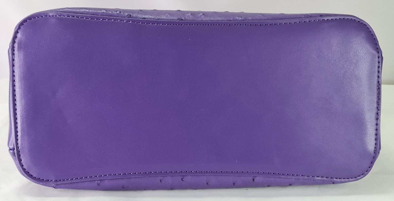 Purple Ostrich Embossed Cow Leather Satchel Top Handle Crossbody Bag Gold Zip