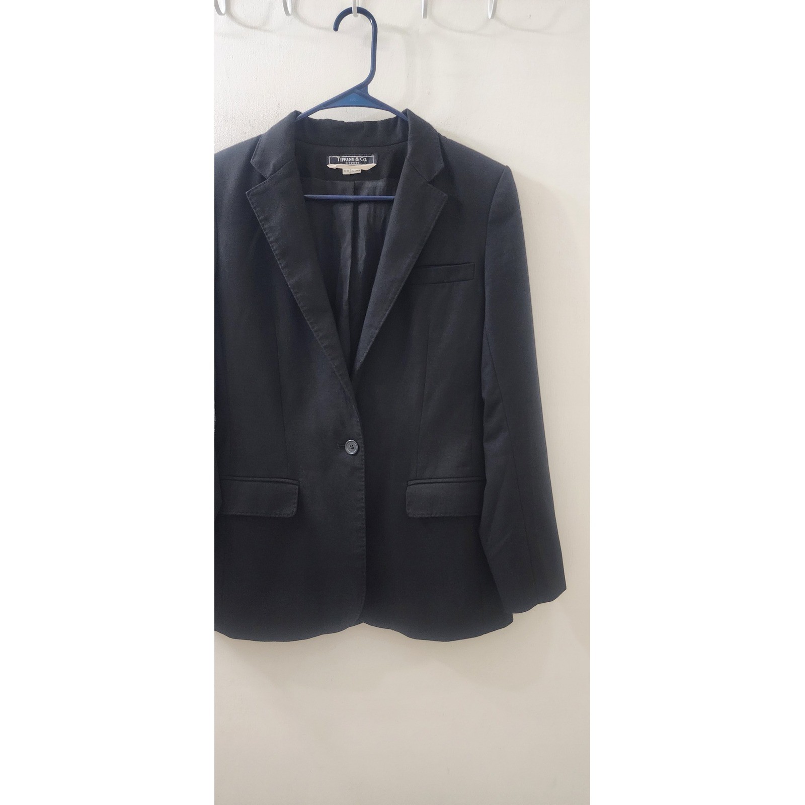 Tiffany & Co. Wardrobe Womens Black Single Button Blazer Jacket Size 4