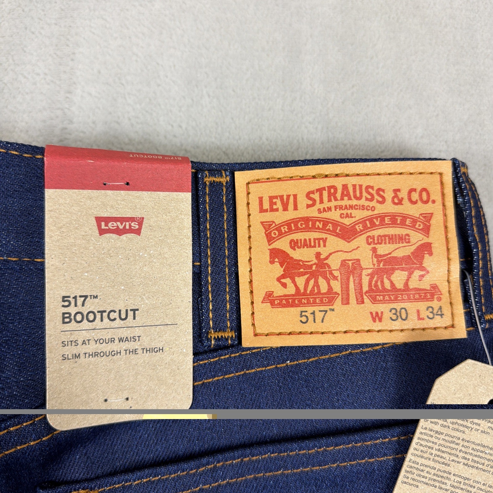 Levi’s 517 Bootcut Jeans Men’s Size 30×34 Blue Denim Cowboy Raw Wash Stretch