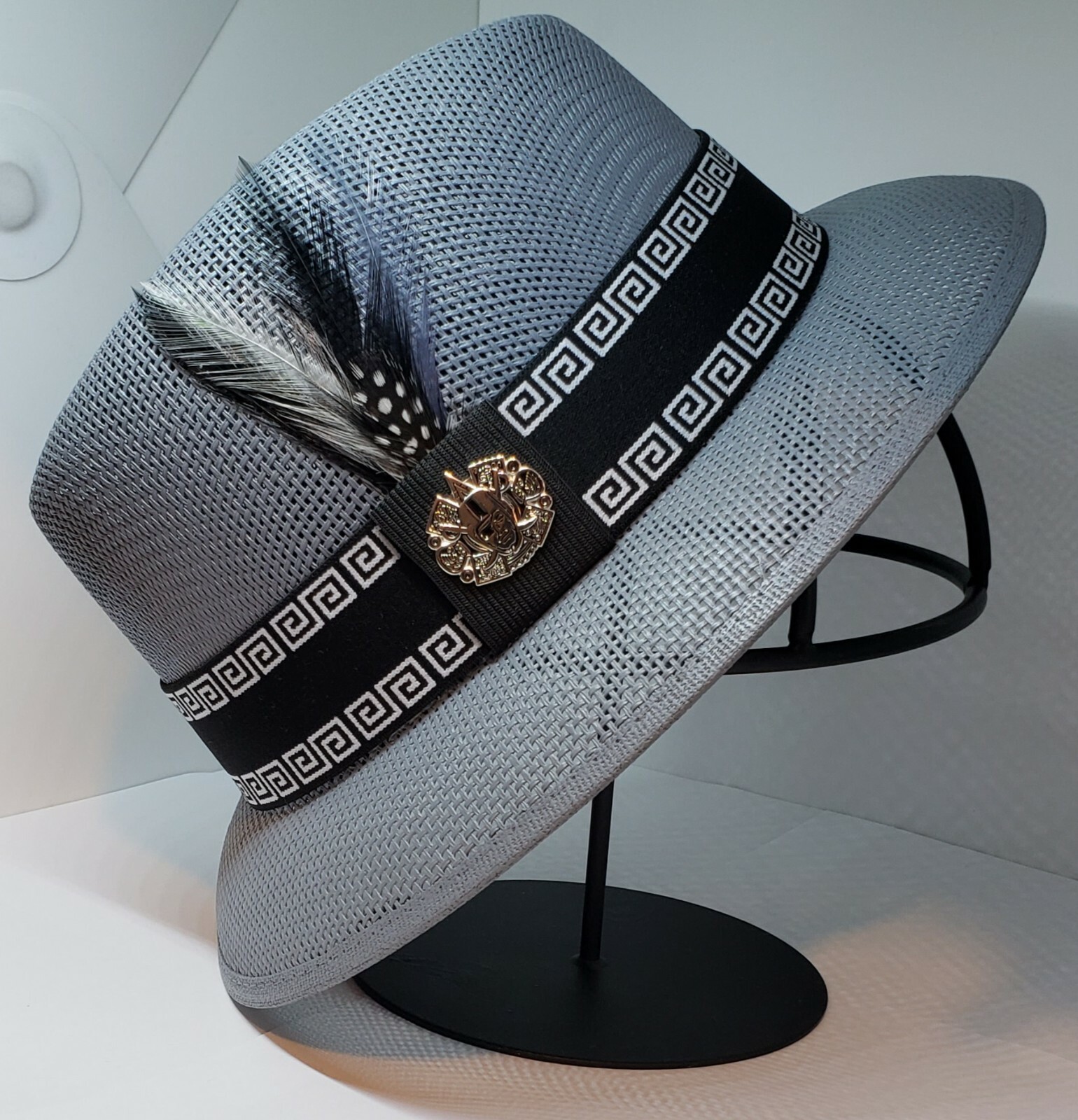 Mens Oxford Gray Aztec Raiders center crease Lowrider hat fedora Derby Chicano
