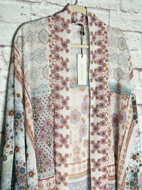 Medium/Large/XL New Black Purple Blue White Hibiscus Floral Topper KIMONO Top