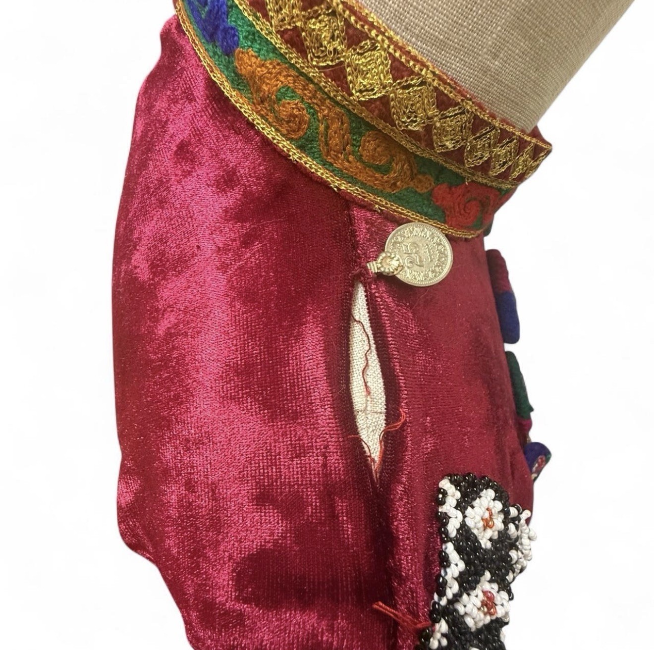 Afghan Traditional Kuchi Hand sewn Velvet Dress Set Shisha Beads Embroidery