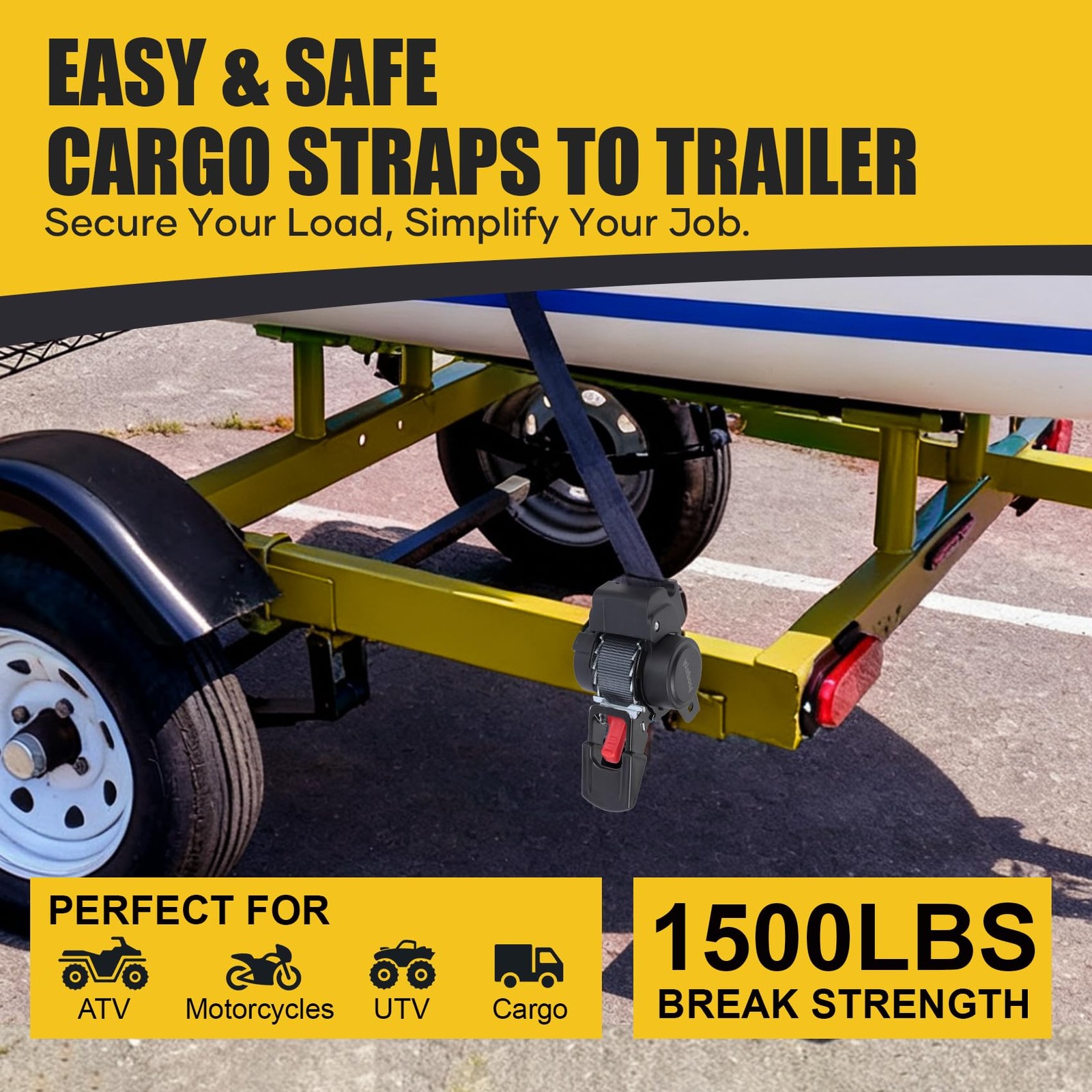 Ayaport Retractable Transom Tie Down Straps 1in X 10ft Tie Down Straps to Traile