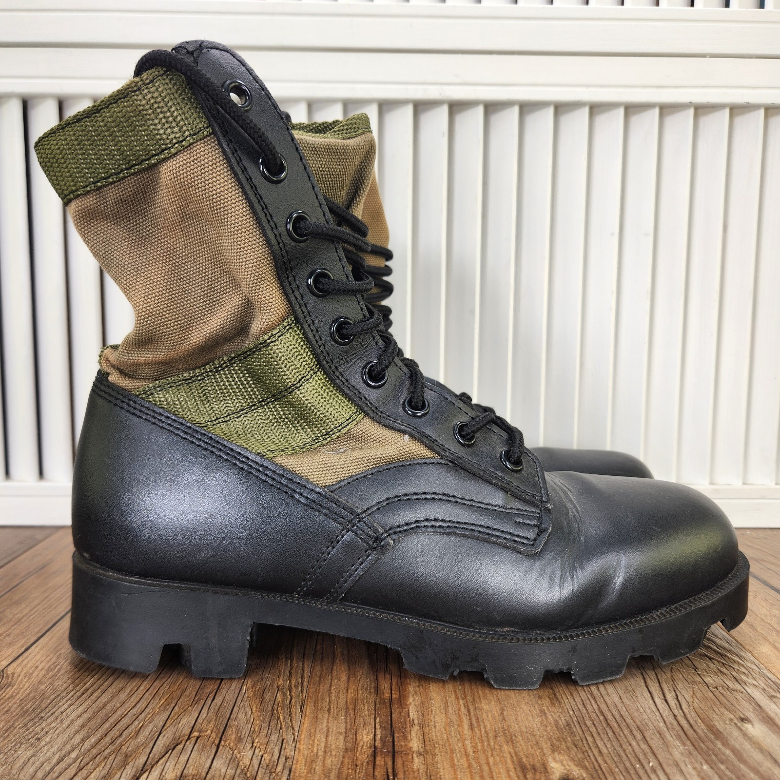 Rothco Jungle Boots Mens Size 8W Wide Green Canvas Black Leather Combat Military