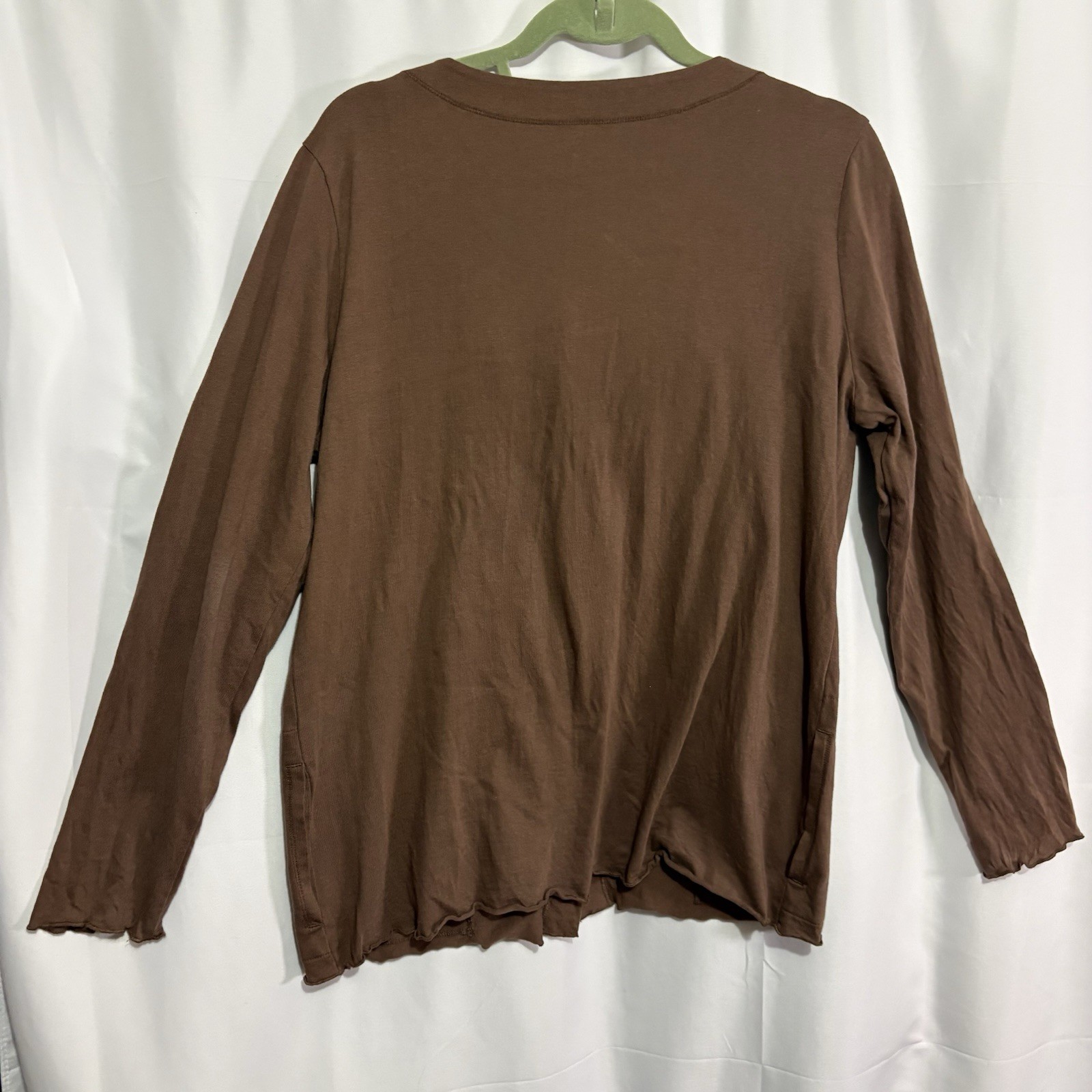 J.Jill 2 Pc Lounge Set Skirt Top Soft Knit Button Front Casual Travel Brown Med