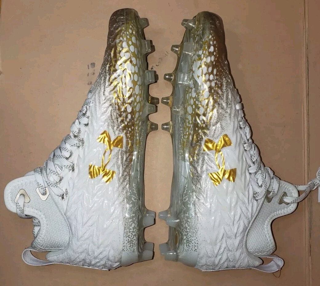 UNDER ARMOUR SPOTLIGHT CLONE MC LACROSSE FOOTBALL WHITE/GOLD WOMEN’S Sizes