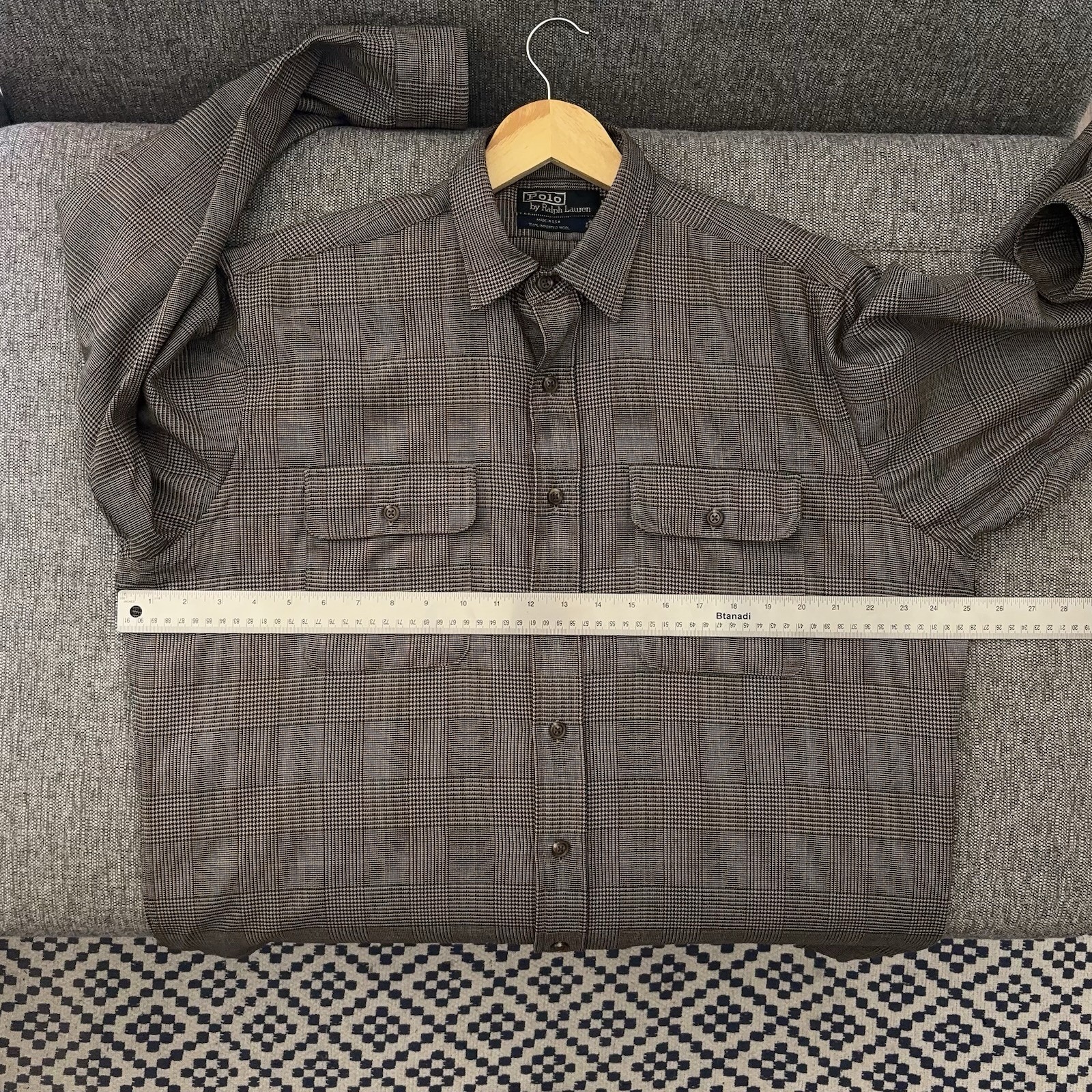Vintage Polo Ralph Lauren 100% Wool Utility Shirt Men’s M Houndstooth MiUSA