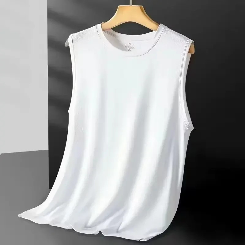 Mens Tank Top Ice Silk Mesh Sleeveless Vest Quick Dry Gym Running Summer S-5XL